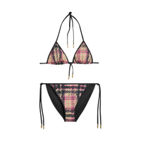 Bikini triangle à motif check griffonné - Pomegranate Pink