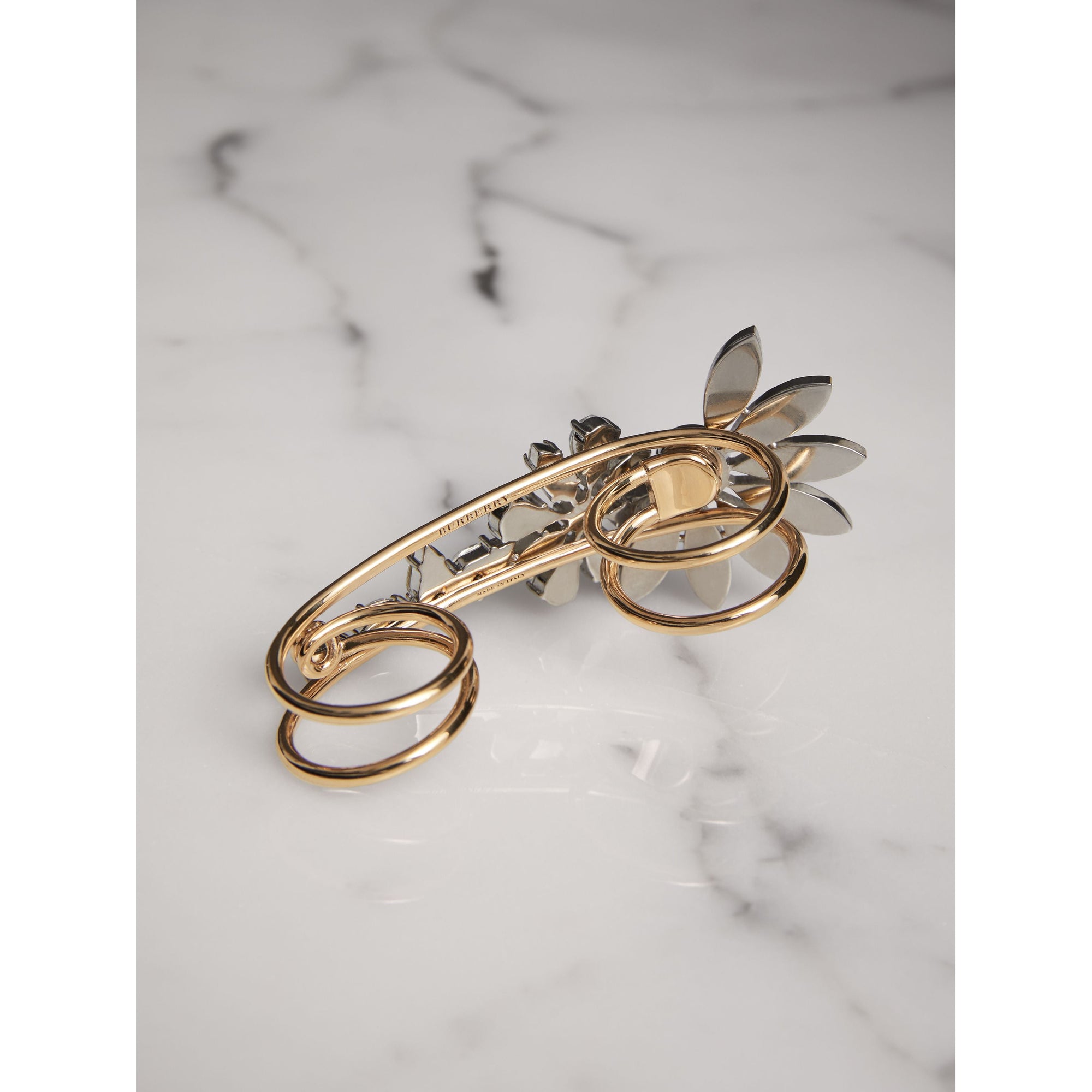 Bague double plaquée or avec marguerites - Crystal