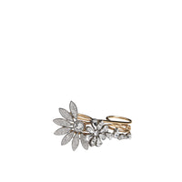 Bague double plaquée or avec marguerites - Crystal