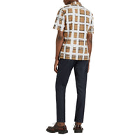 Chemise à manches courtes en coton à motif Vintage check peint - Antique Yellow