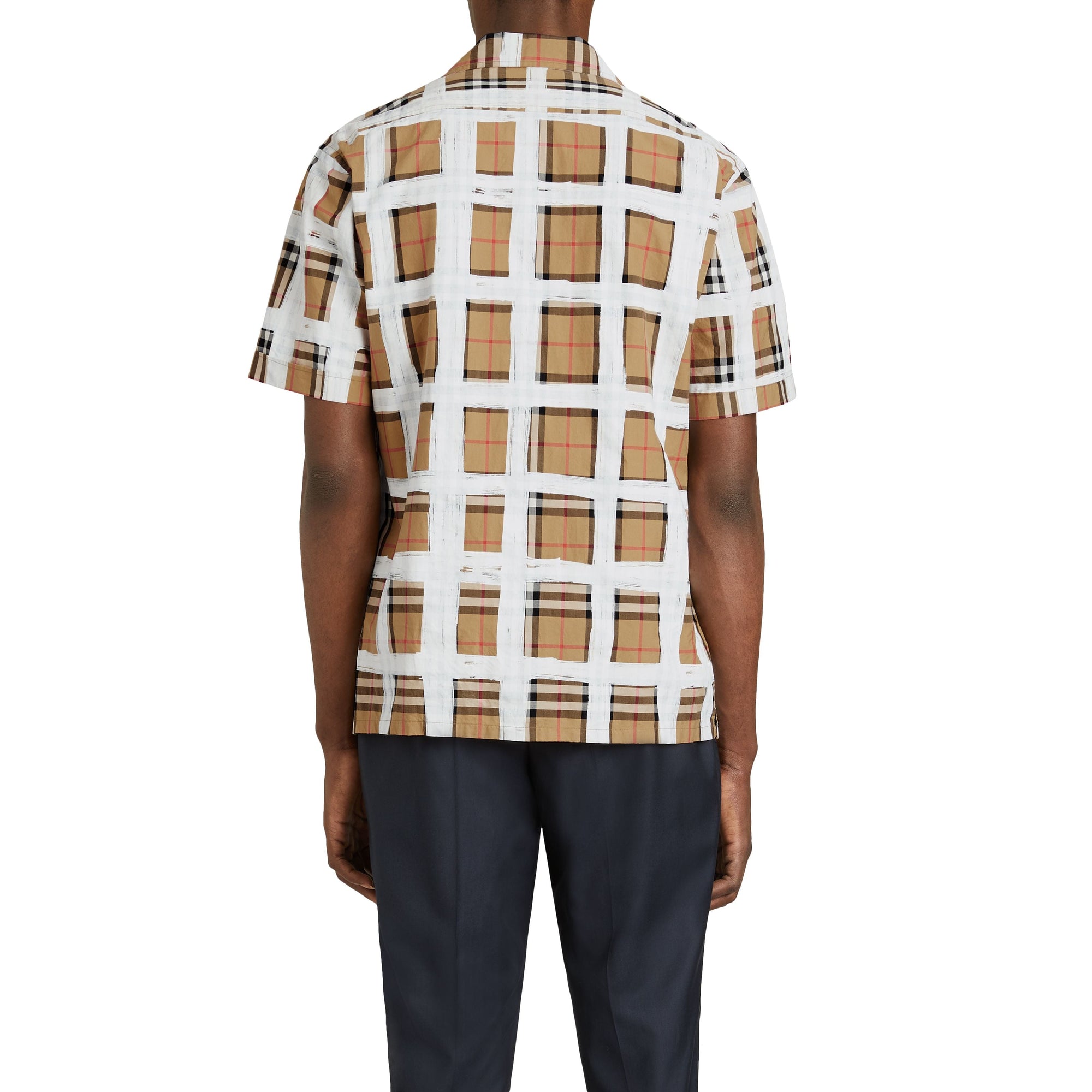 Chemise à manches courtes en coton à motif Vintage check peint - Antique Yellow