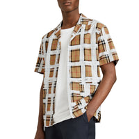 Chemise à manches courtes en coton à motif Vintage check peint - Antique Yellow