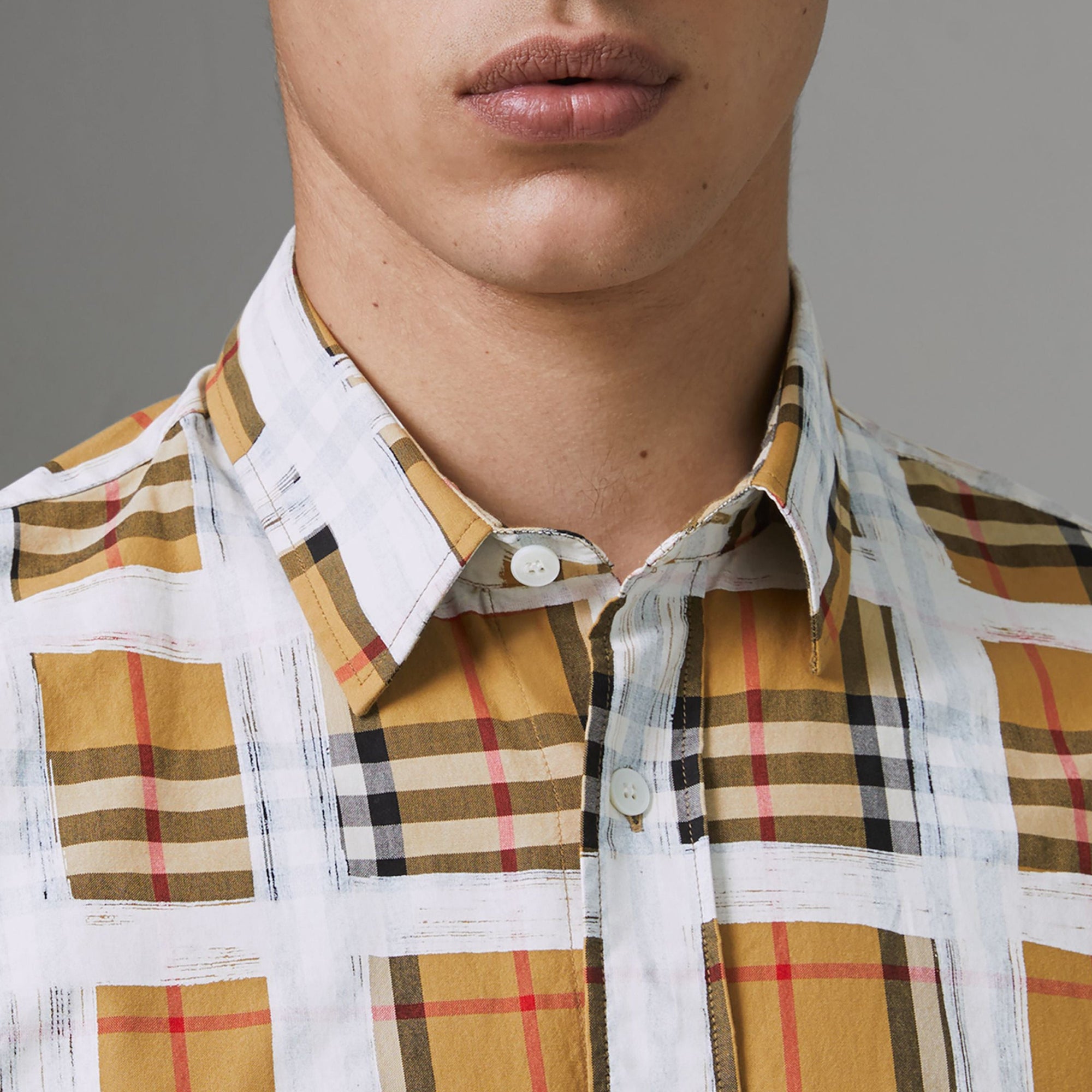 Chemise en coton à motif Vintage check peint - Antique Yellow