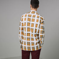 Chemise en coton à motif Vintage check peint - Antique Yellow