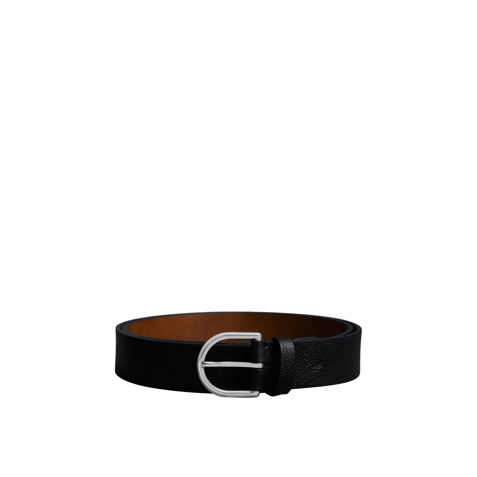 Ceinture en cuir grainé à boucle en D - Black