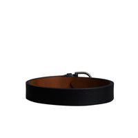 Ceinture en cuir grainé à boucle en D - Black