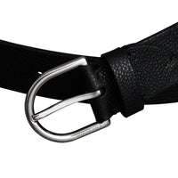 Ceinture en cuir grainé à boucle en D - Black