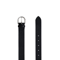 Ceinture en cuir grainé à boucle en D - Black