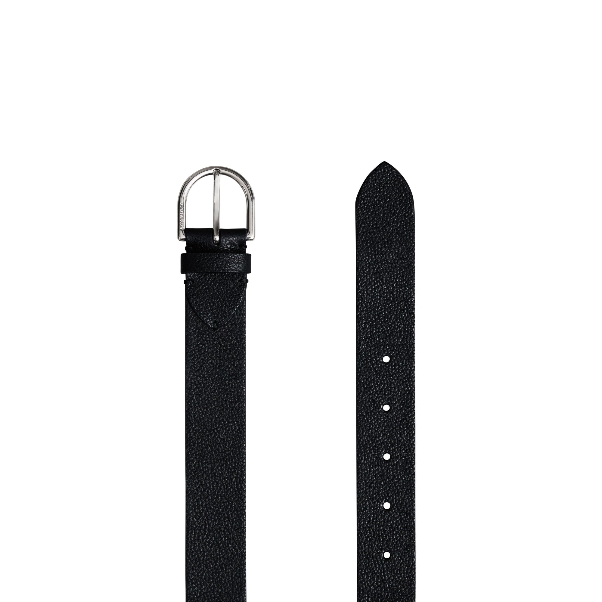 Ceinture en cuir grainé à boucle en D - Black