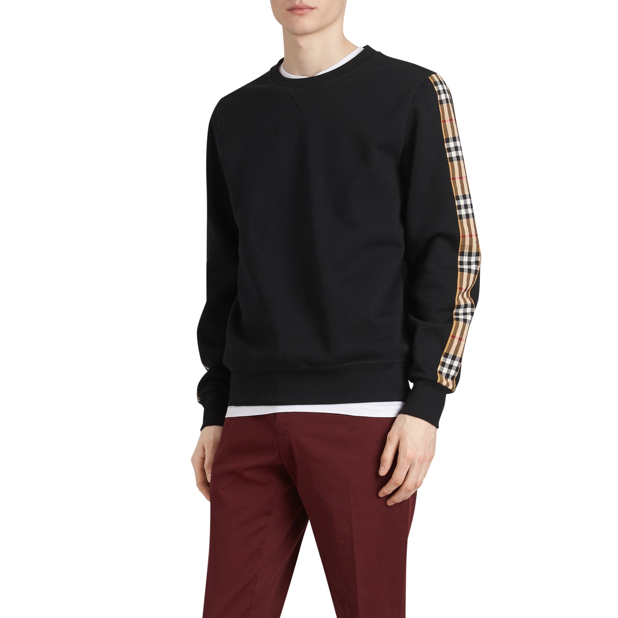 Sweat-shirt en coton mélangé avec détails à motif Vintage check - Black