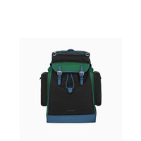 Sac à dos en nylon et cuir tricolore - Black
