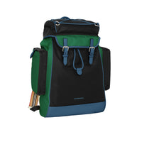 Sac à dos en nylon et cuir tricolore - Black
