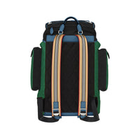 Sac à dos en nylon et cuir tricolore - Black