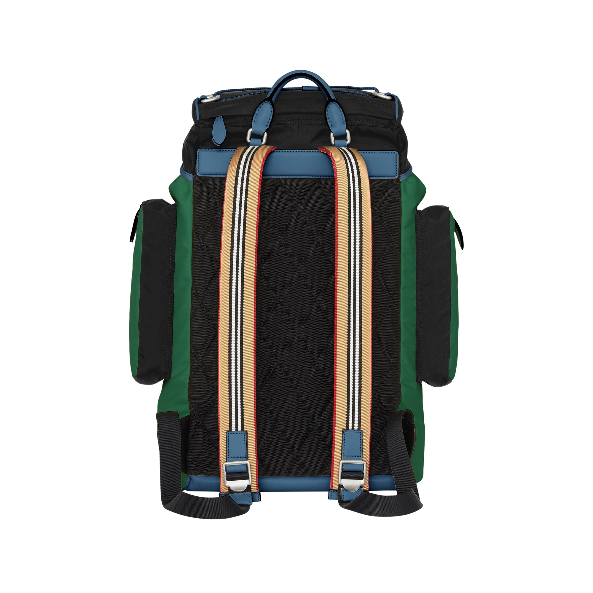 Sac à dos en nylon et cuir tricolore - Black
