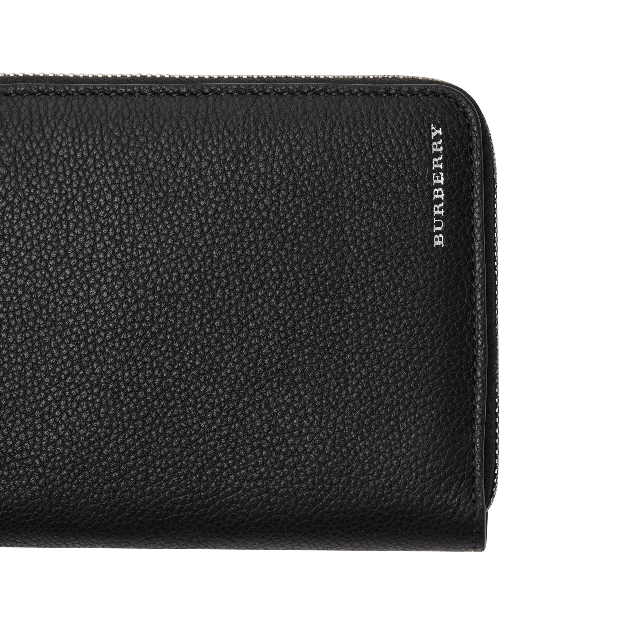 Portefeuille zippé en cuir grainé - Black
