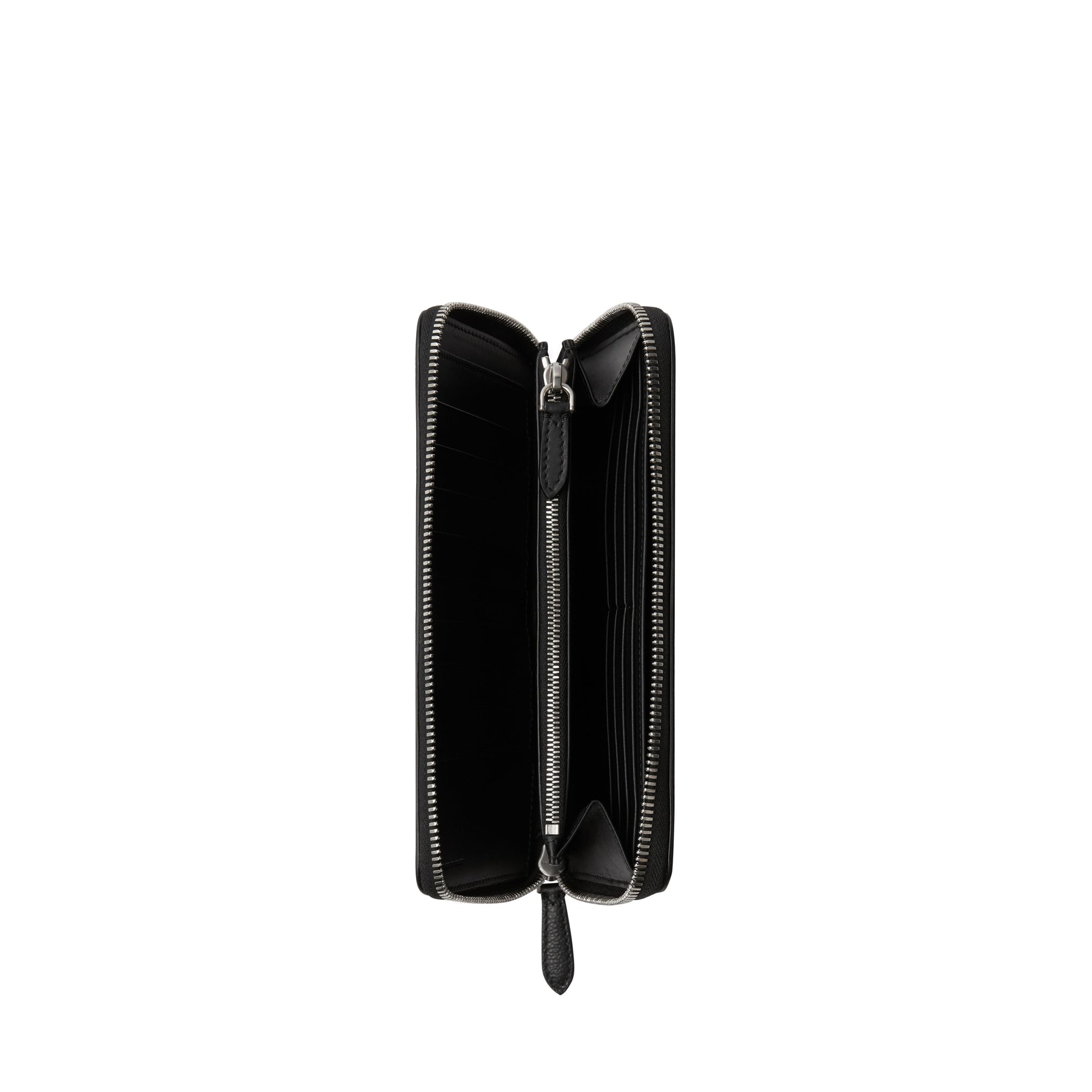Portefeuille zippé en cuir grainé - Black
