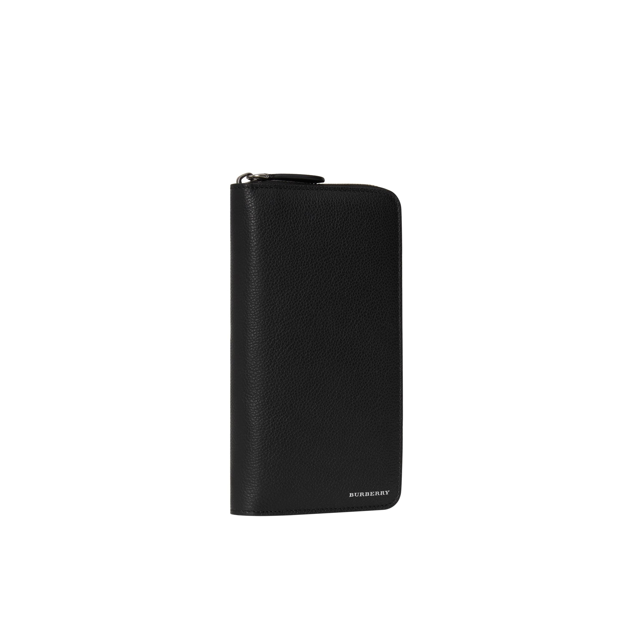 Portefeuille zippé en cuir grainé - Black