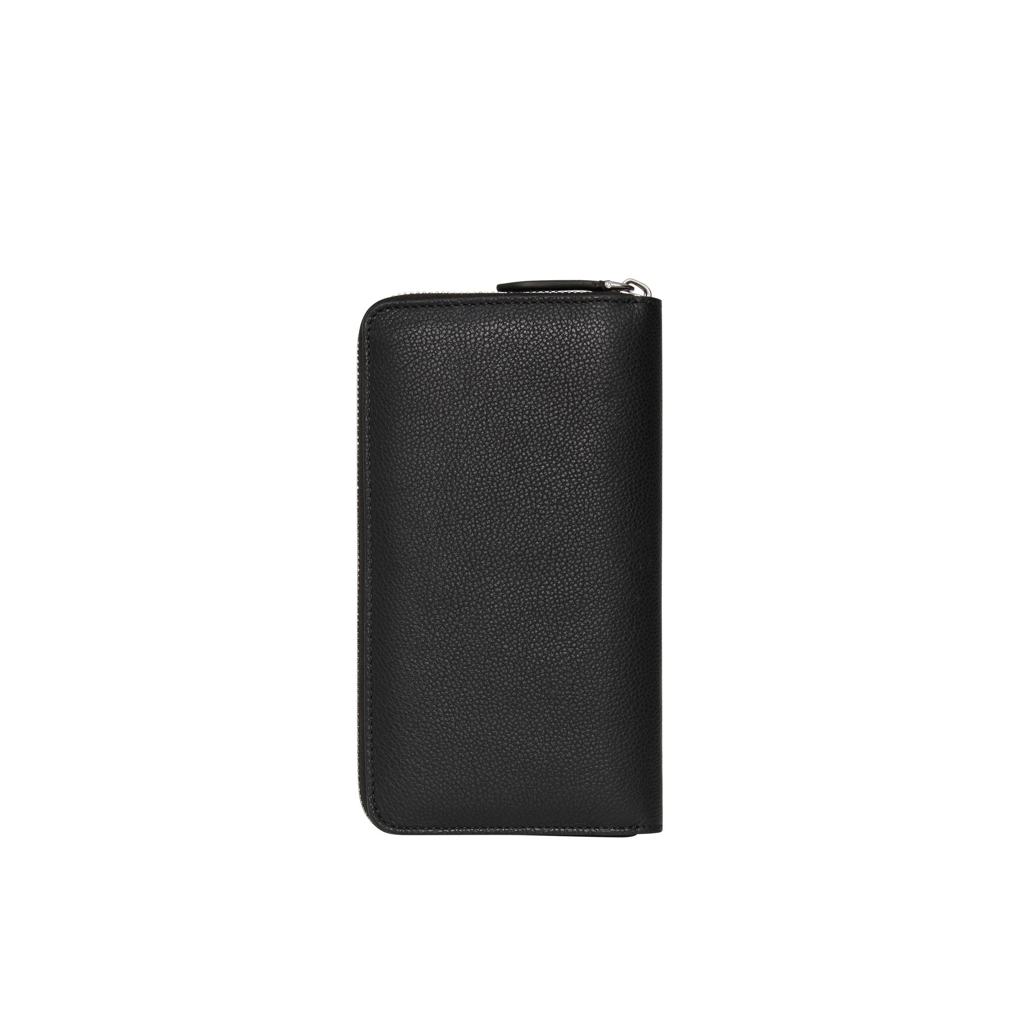 Portefeuille zippé en cuir grainé - Black