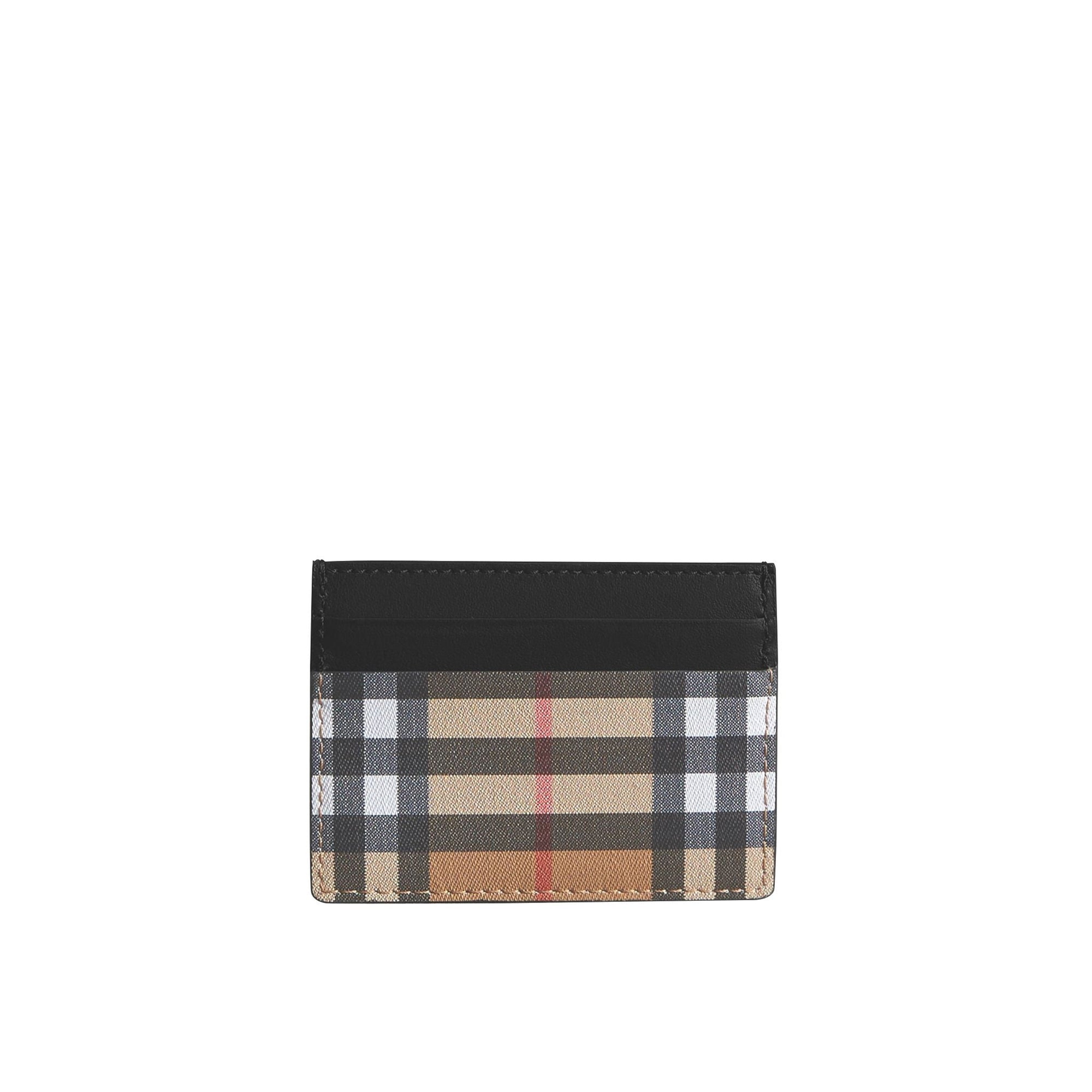 Porte-cartes en cuir à motif Vintage check - Black