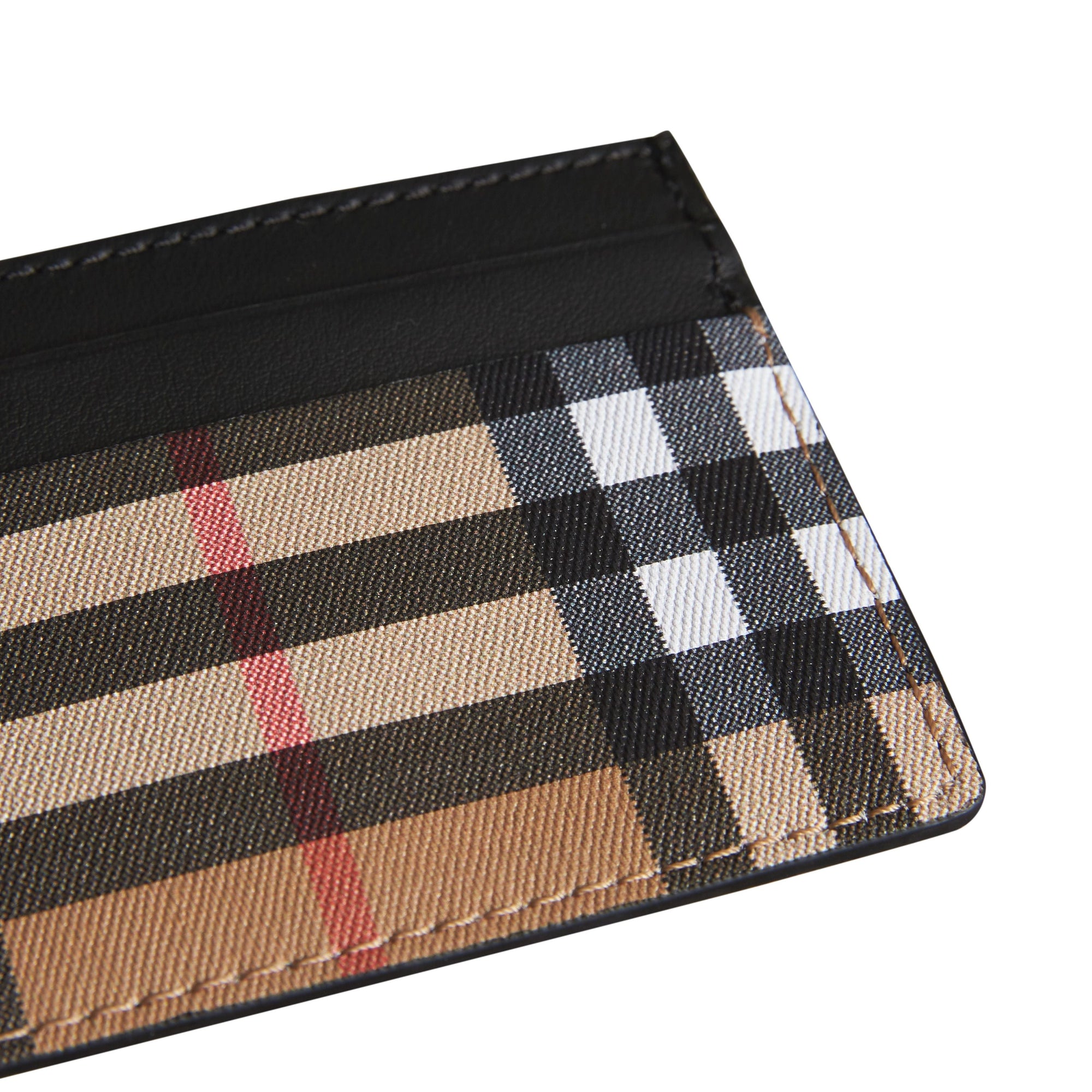 Porte-cartes en cuir à motif Vintage check - Black