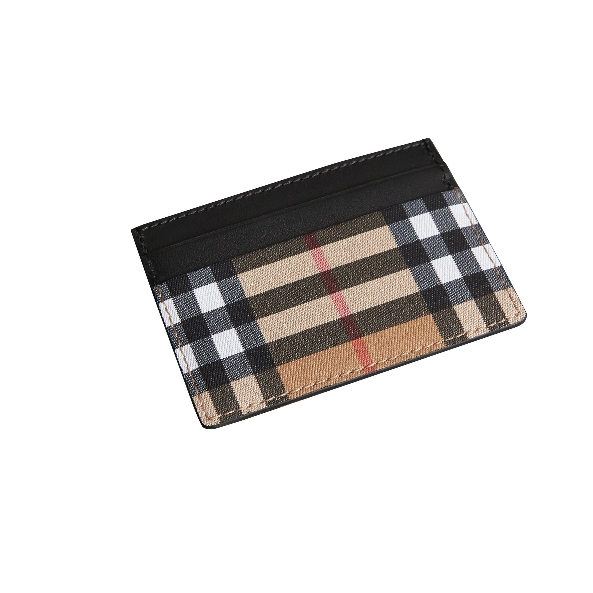 Porte-cartes en cuir à motif Vintage check - Black