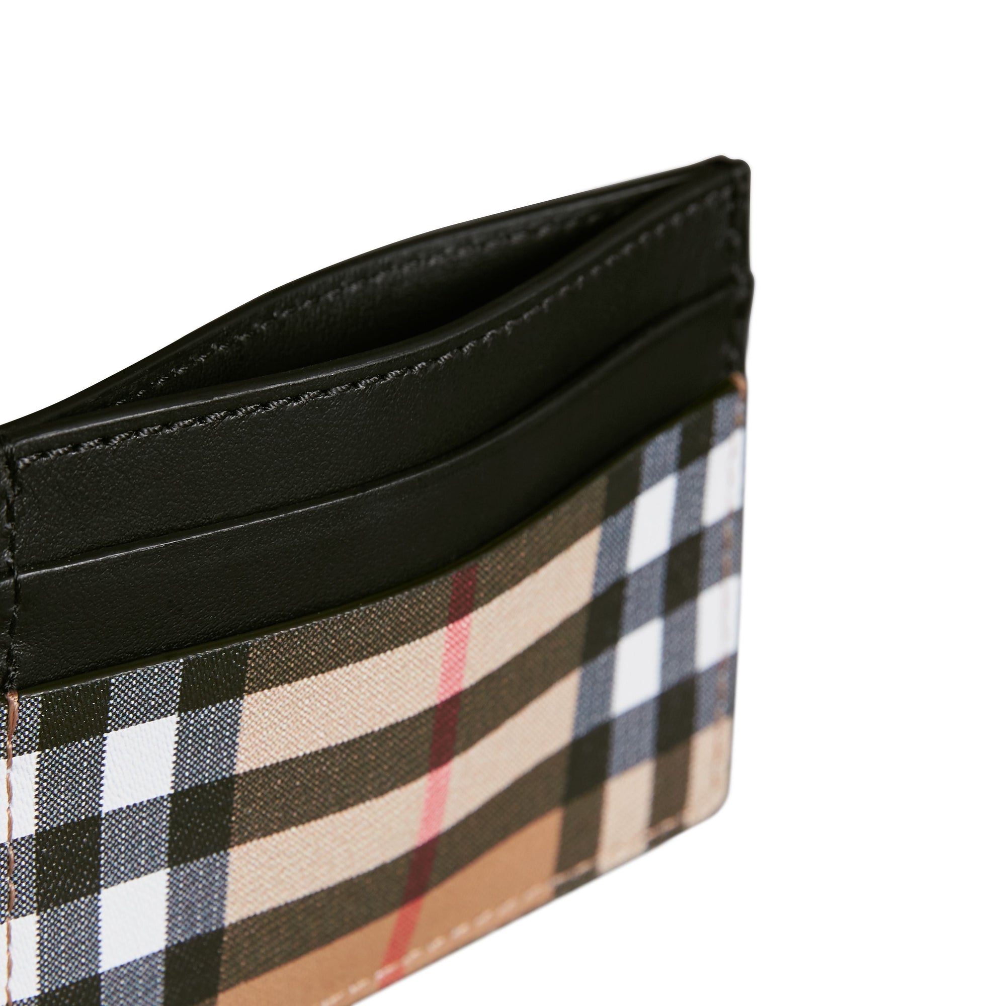 Porte-cartes en cuir à motif Vintage check - Black