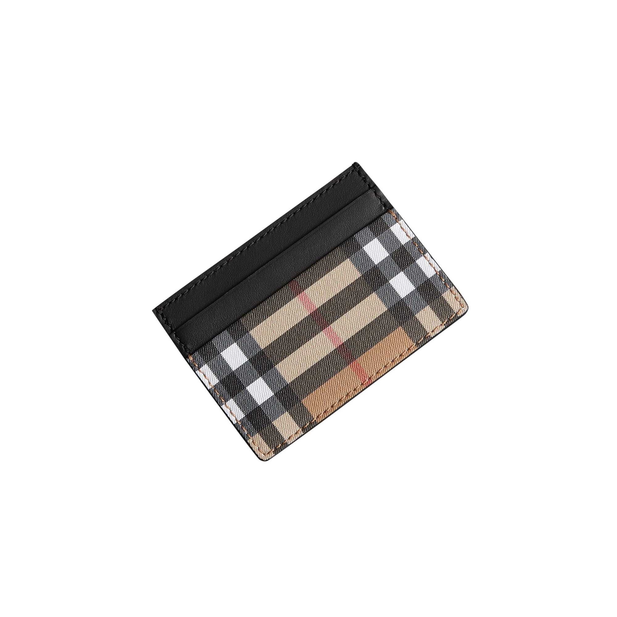 Porte-cartes en cuir à motif Vintage check - Black