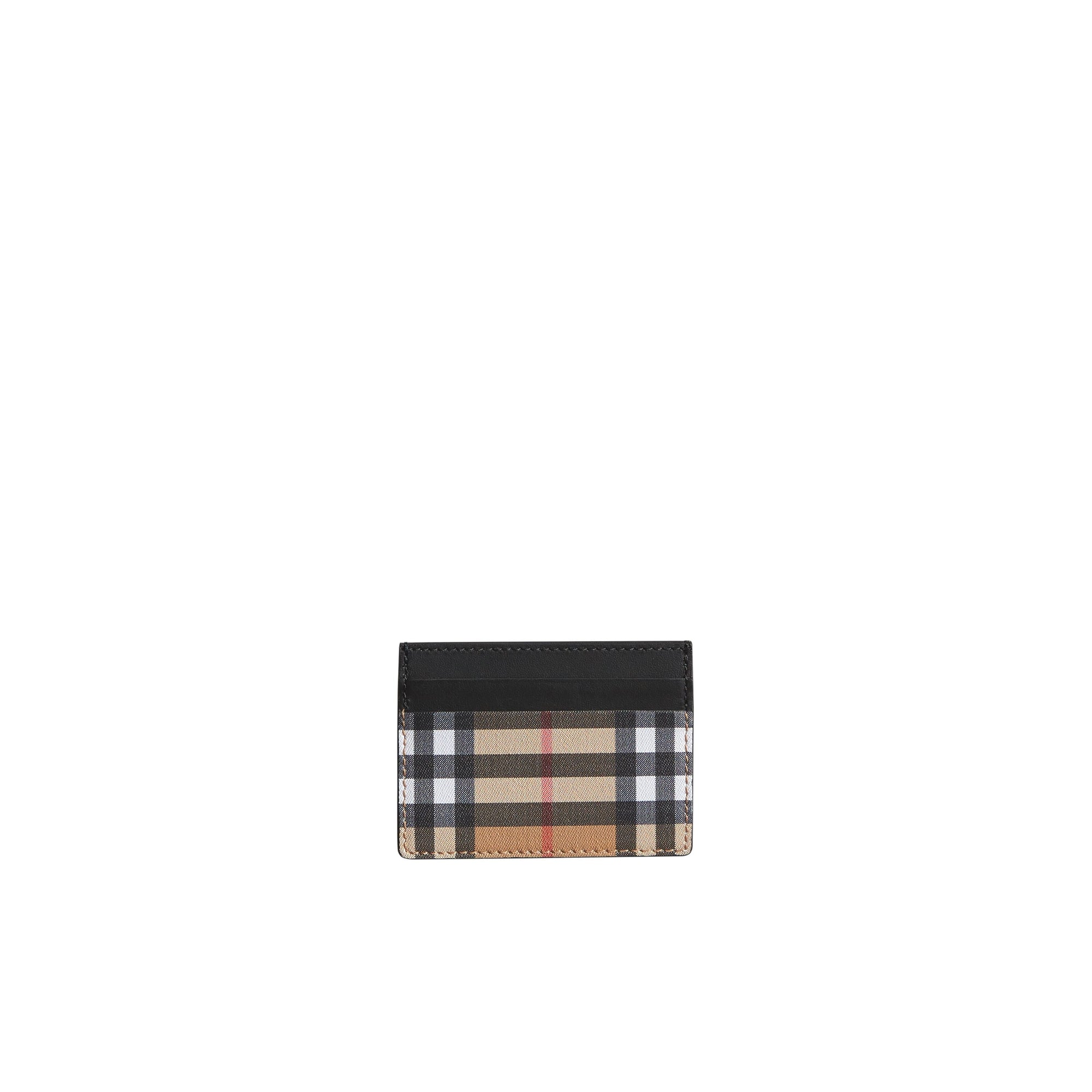 Porte-cartes en cuir à motif Vintage check - Black