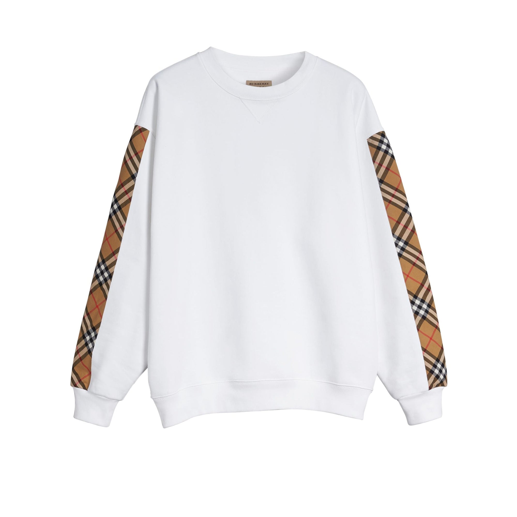 Sweat-shirt en coton mélangé avec détails à motif Vintage check - White