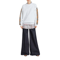 Sweat-shirt en coton mélangé avec détails à motif Vintage check - White
