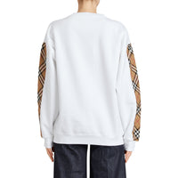 Sweat-shirt en coton mélangé avec détails à motif Vintage check - White