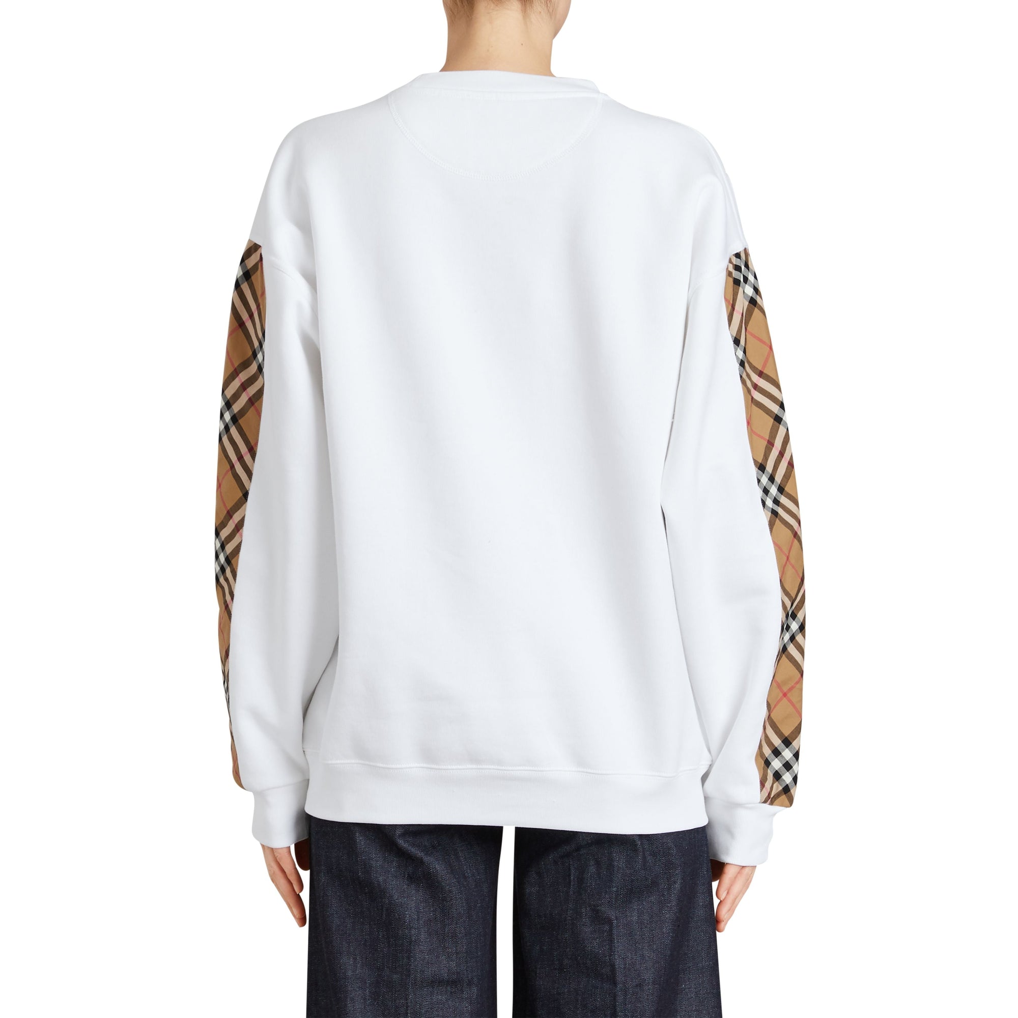 Sweat-shirt en coton mélangé avec détails à motif Vintage check - White