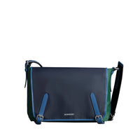 Grand sac Messenger en nylon et cuir tricolore - Black