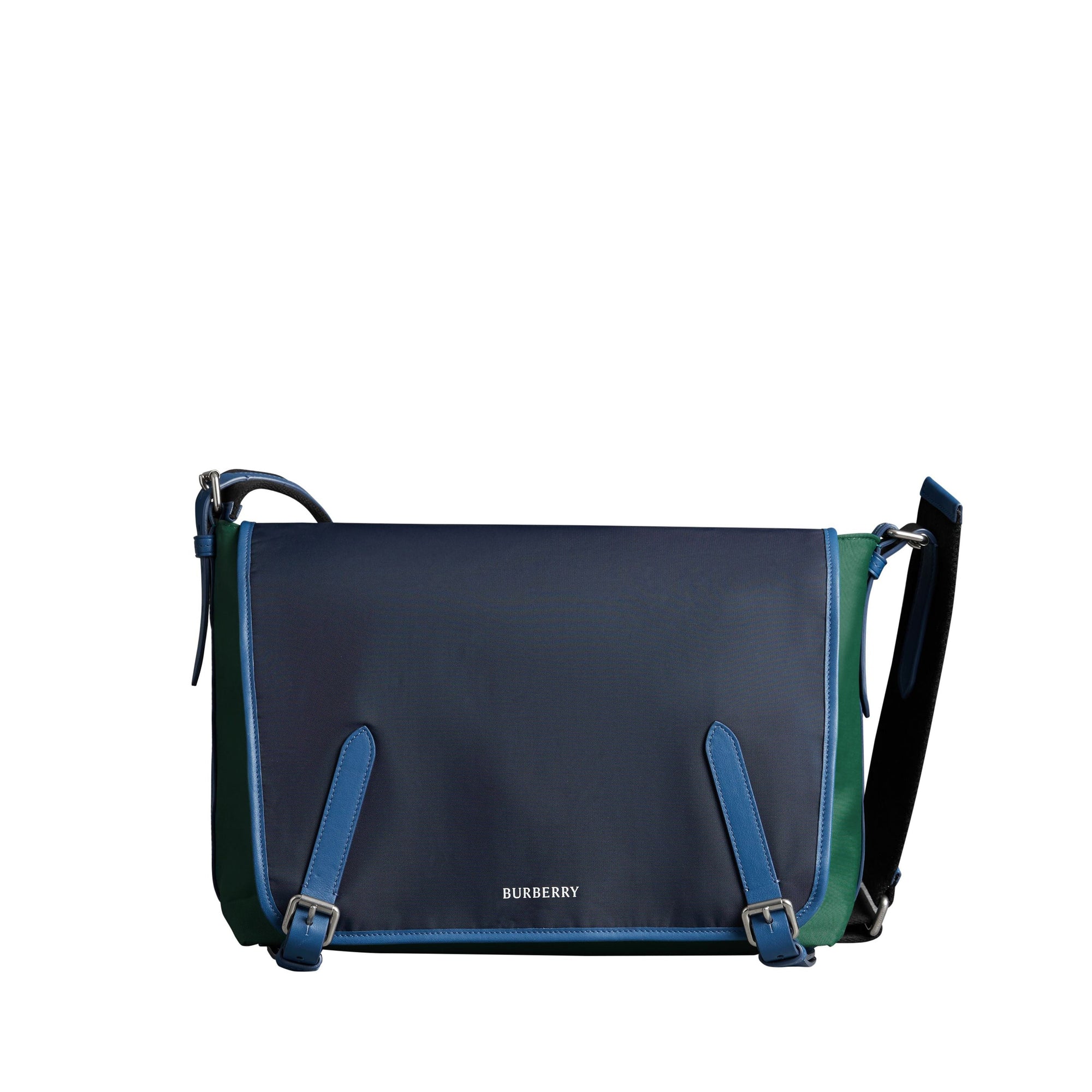Grand sac Messenger en nylon et cuir tricolore - Black