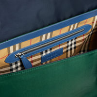 Grand sac Messenger en nylon et cuir tricolore - Black