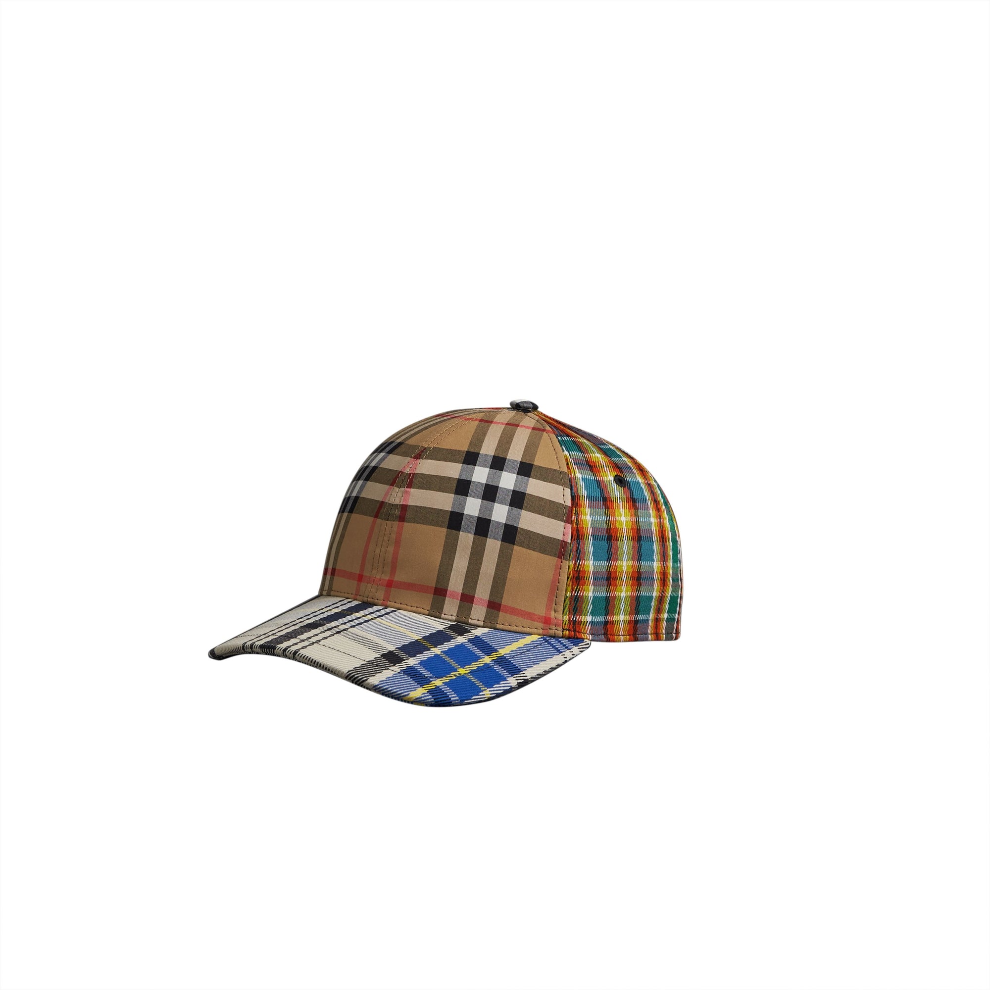 Casquette de baseball à motif check façon patchwork - Antique Yellow