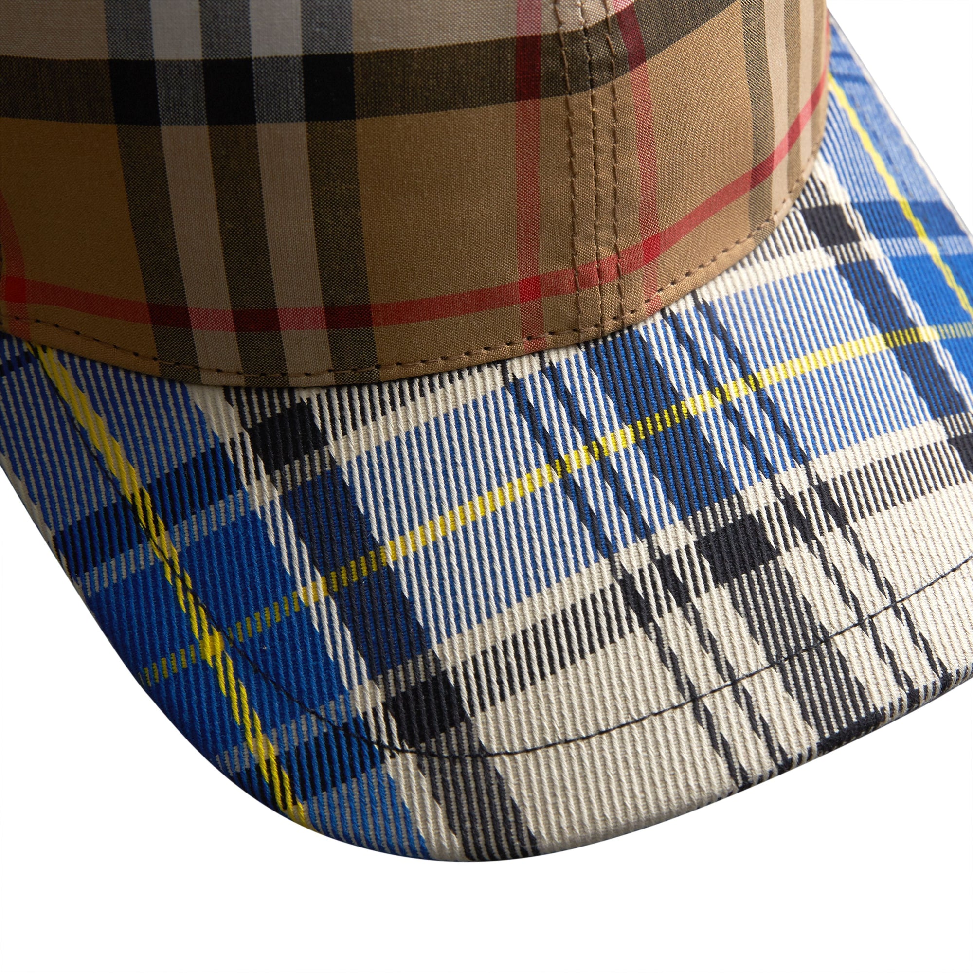 Casquette de baseball à motif check façon patchwork - Antique Yellow