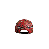 Casquette de baseball à motif Vintage check et imprimé graffiti - Red