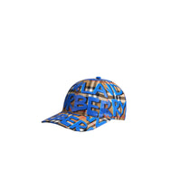 Casquette de baseball à motif Vintage check et imprimé graffiti - Blue