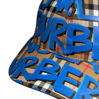 Casquette de baseball à motif Vintage check et imprimé graffiti - Blue