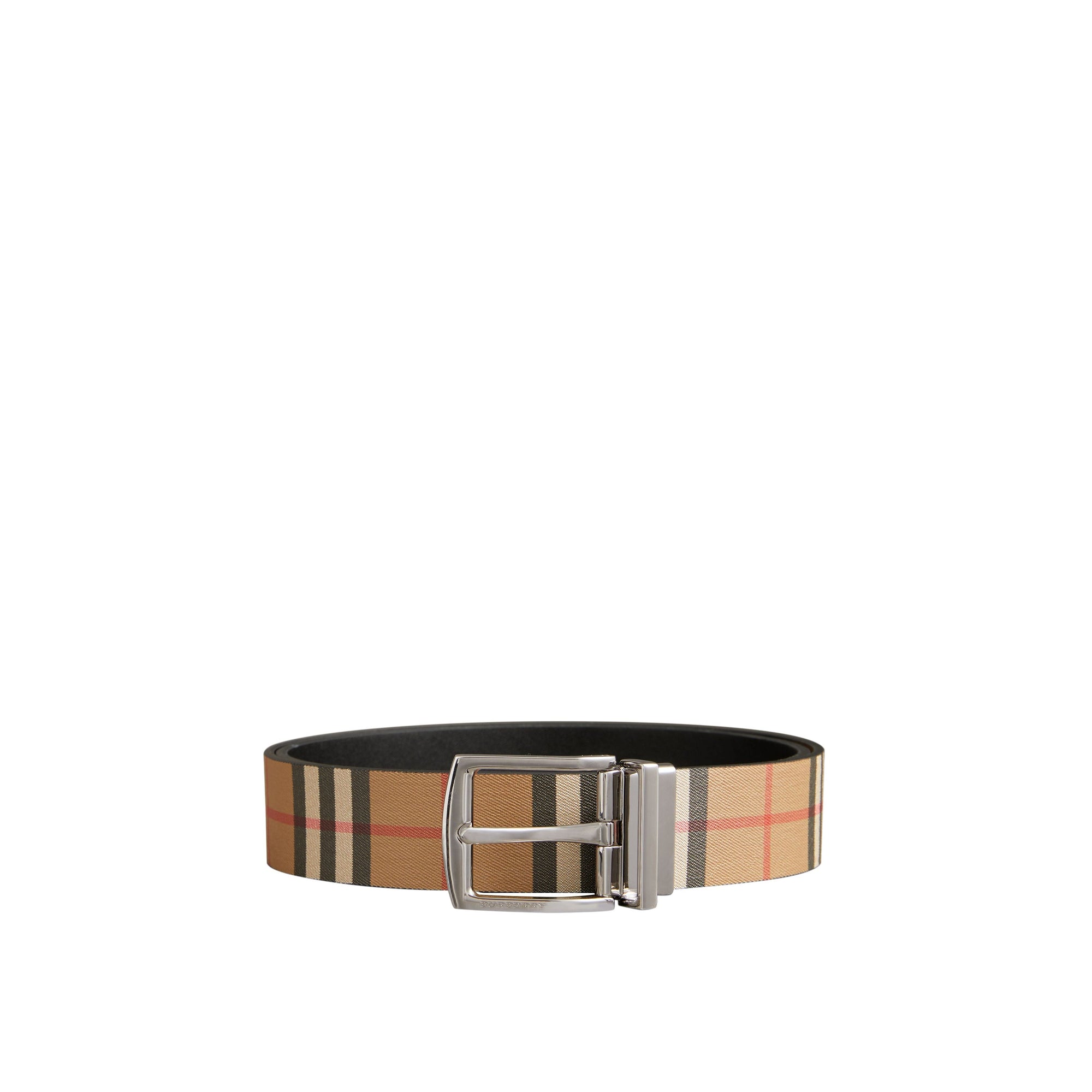 Ceinture réversible en cuir à motif Vintage check - Black