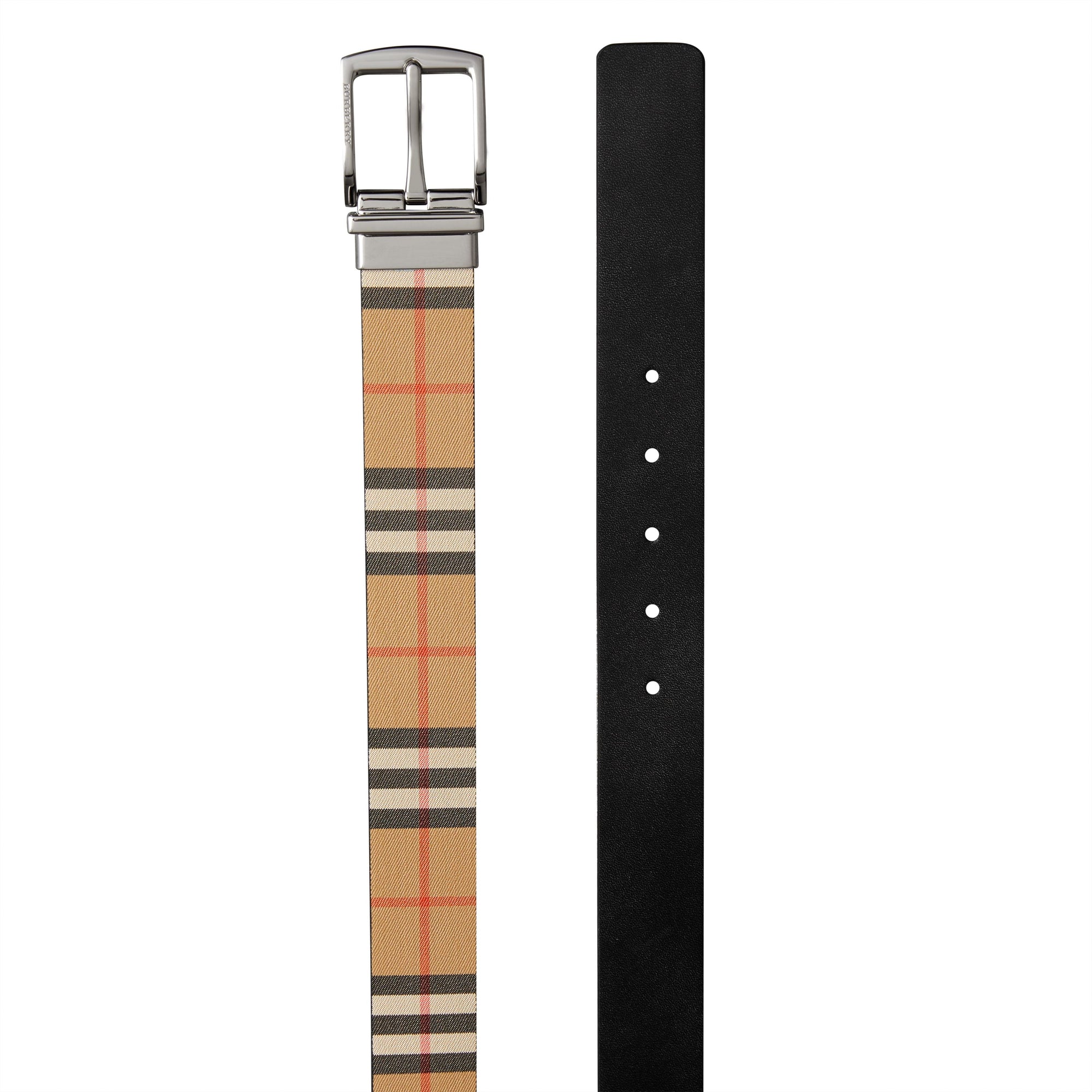 Ceinture réversible en cuir à motif Vintage check - Black