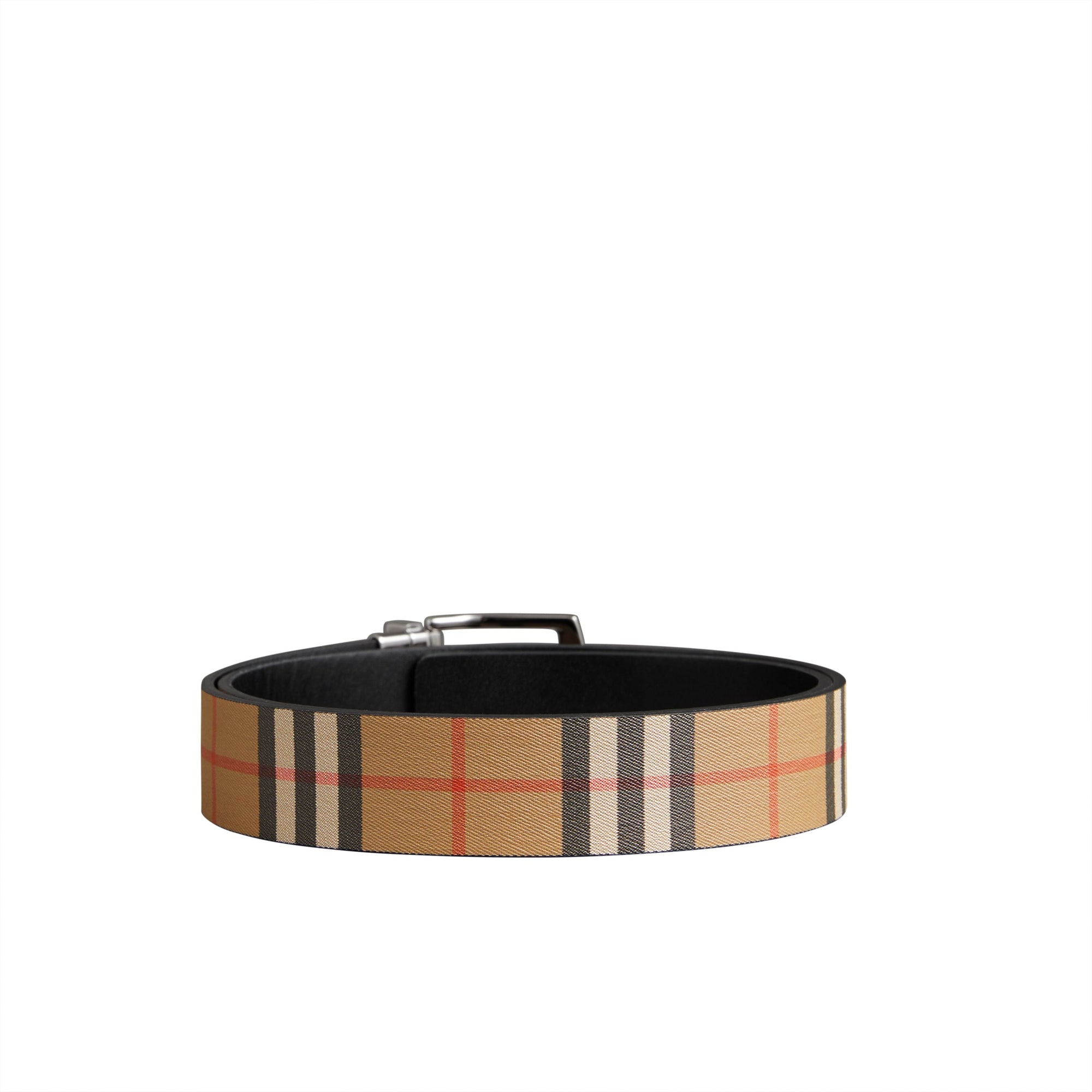 Ceinture réversible en cuir à motif Vintage check - Black