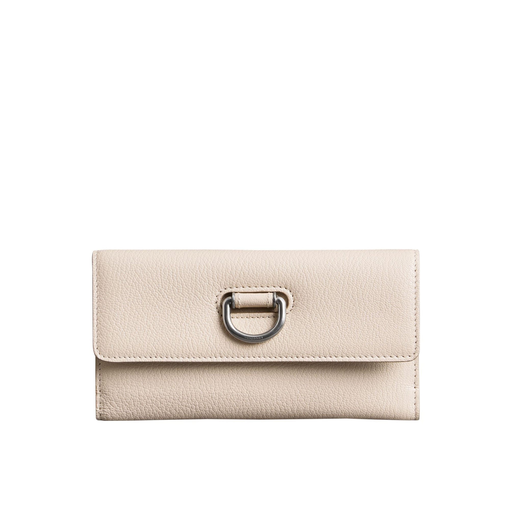 Portefeuille continental en cuir grainé avec boucle en D - Stone