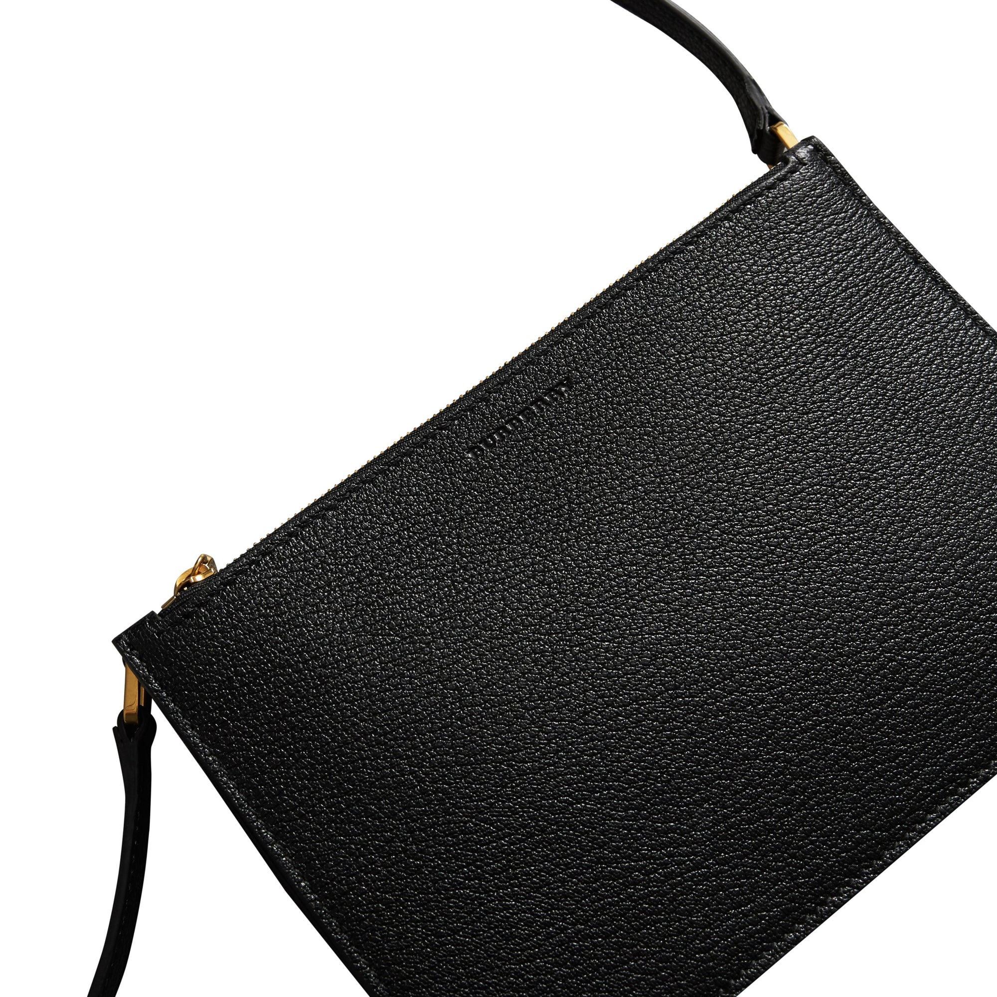 Sac à bandoulière en cuir grainé avec triple fermeture zippée - Black