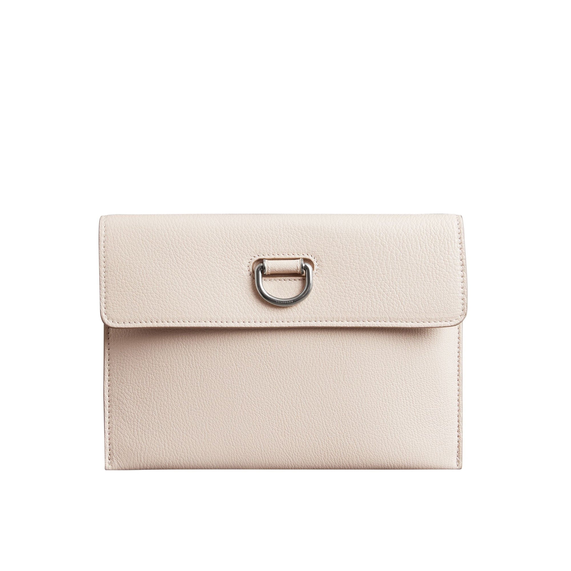Pochette en cuir à boucle en D avec porte-monnaie zippé - Stone