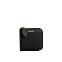 Portefeuille carré zippé en cuir grainé - Black