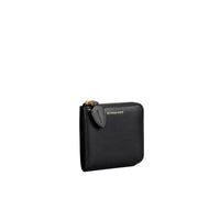 Portefeuille carré zippé en cuir grainé - Black