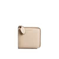 Portefeuille carré zippé en cuir grainé - Limestone