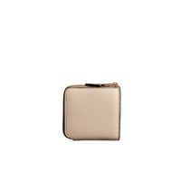 Portefeuille carré zippé en cuir grainé - Limestone